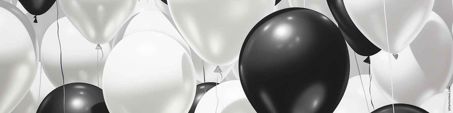 Happy 2024; Happy New Year; Balloons; black and white